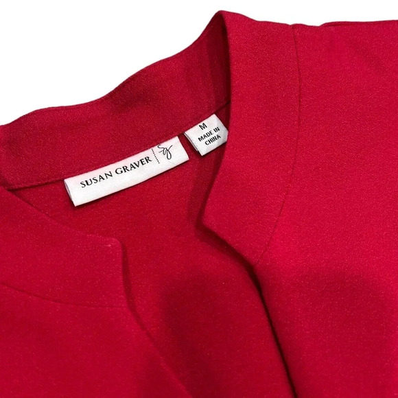 Susan Graver Red Button Up Blouse M - Picture 4 of 4
